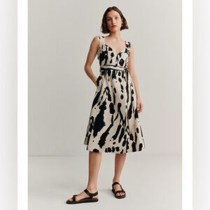 Stine Goya Gina Dress Estimated Size Medium Tie Dye Day Midi Dress Beige Black